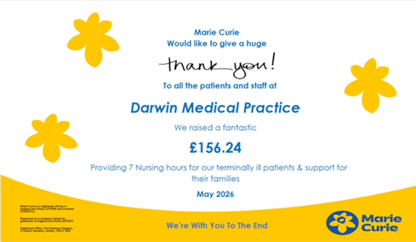 Marie Curie donation certficate